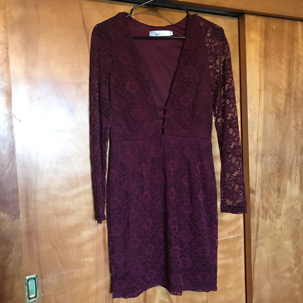 Urban Outfitters Ladder Plunge Lace Bodycon Dress